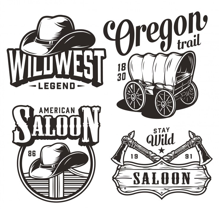 Vector Gratis vintage wild west emblems set