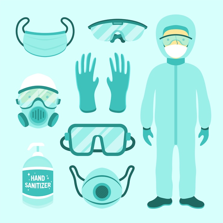 Vector Gratis virus protection equipment collection