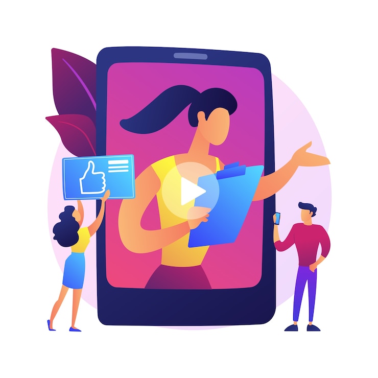 Vector Gratis vlogging lifestyle. video blogging, social media interaction, digital communication platform. cheerful vlogger, influencer greeting, waving hand gesture 