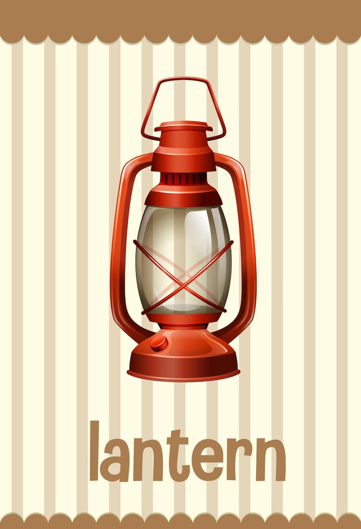 Vector Gratis vocabulary flashcard with word lantern