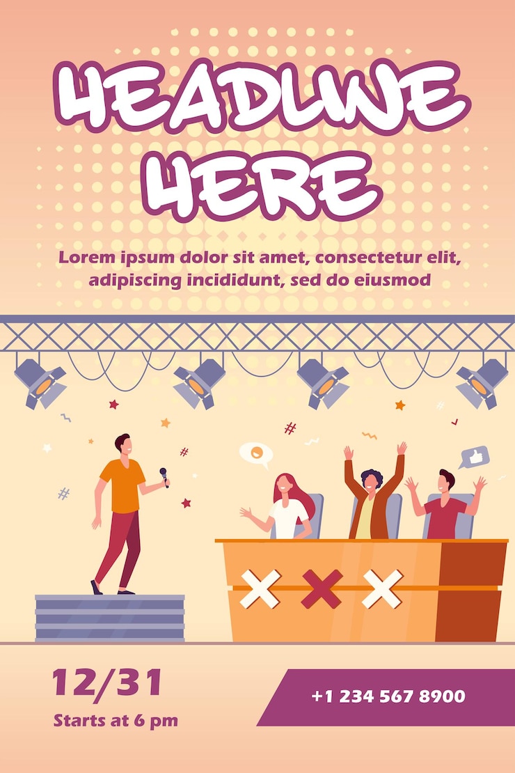 Vector Gratis vocal competition event flyer template