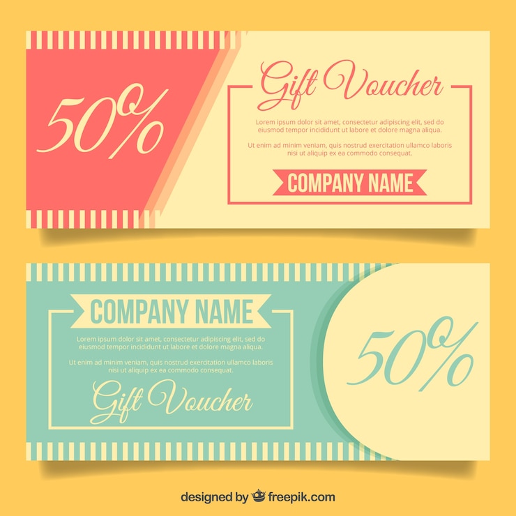 Vector Gratis voucher hadiah lucu dalam gaya vintage