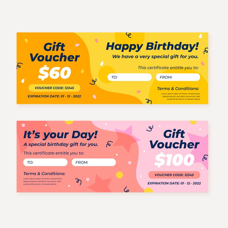 Vector Gratis voucher hadiah ulang tahun desain datar