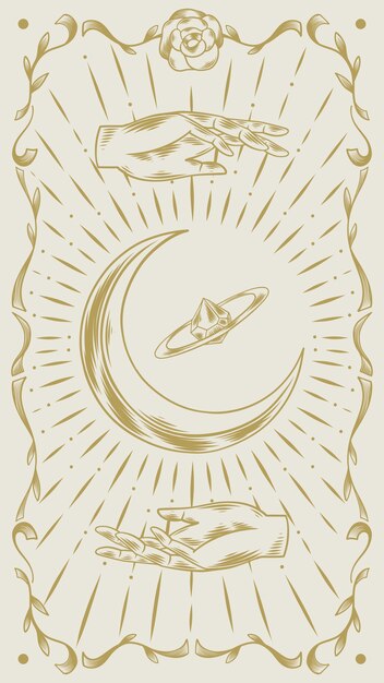 Wallpaper ponsel tarot mistis digambar tangan
