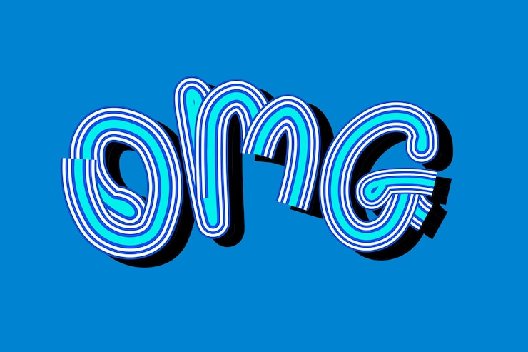 Vector Gratis wallpaper tipografi biru retro omg