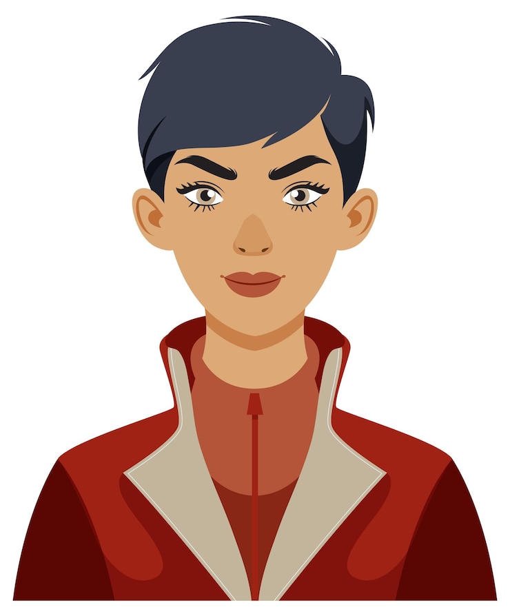 Vector Gratis wanita percaya diri dalam jaket merah