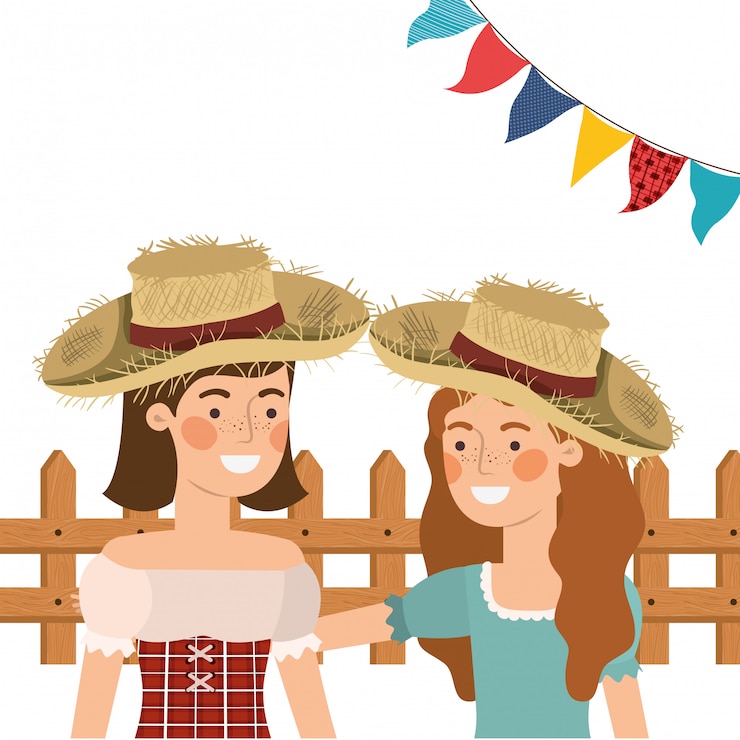 Vector Gratis wanita petani berbicara dengan topi jerami
