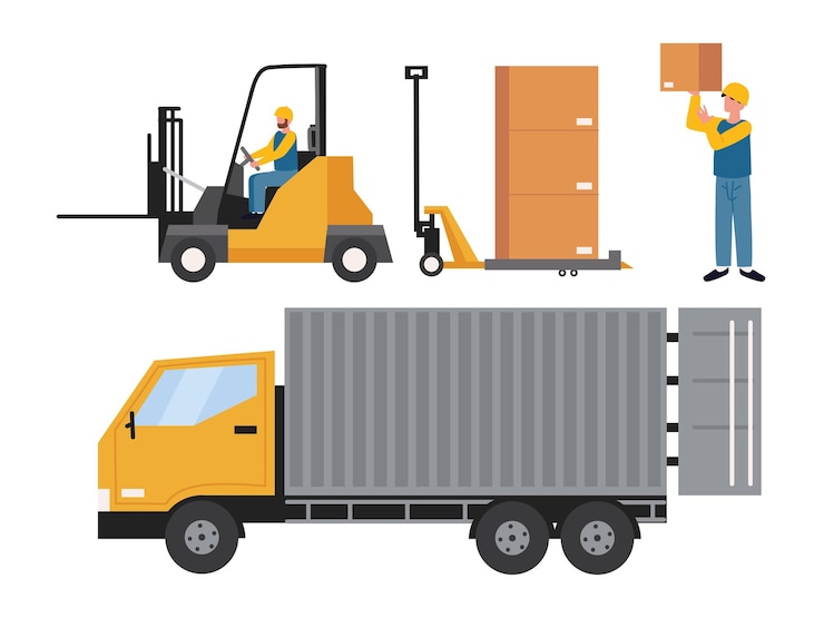 Vector Gratis warehouse logistic transport, worker icons