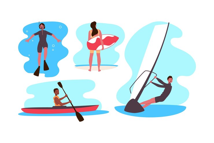 Vector Gratis water sports for summer people