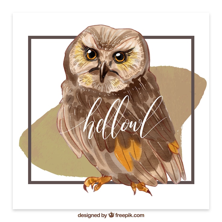Vector Gratis watercolor brown owl