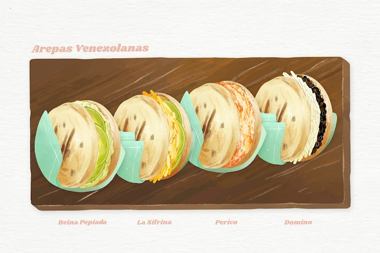 Vector Gratis watercolor design arepas top view