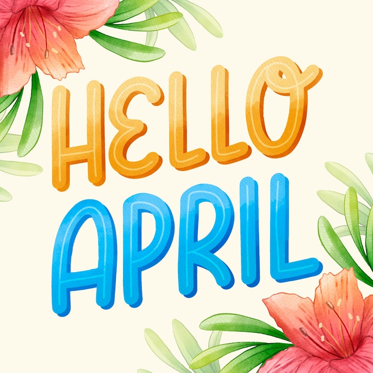 Vector Gratis watercolor hello april lettering