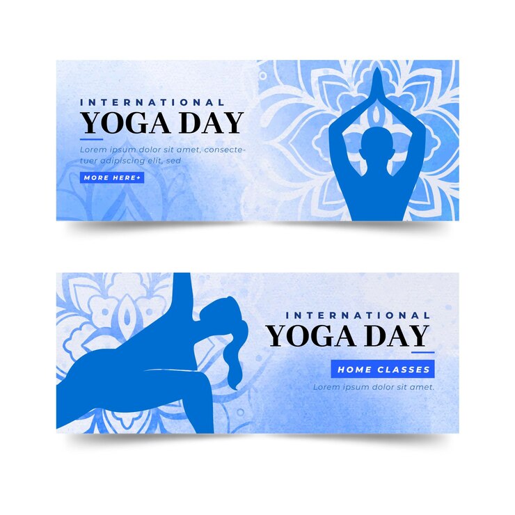 Vector Gratis watercolor international day of yoga banners template