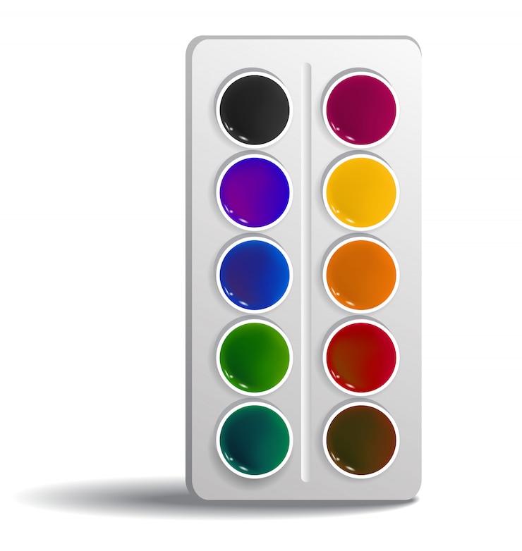 Vector Gratis watercolor paint realistic illustration. art, tool, dye. school supply concept. 