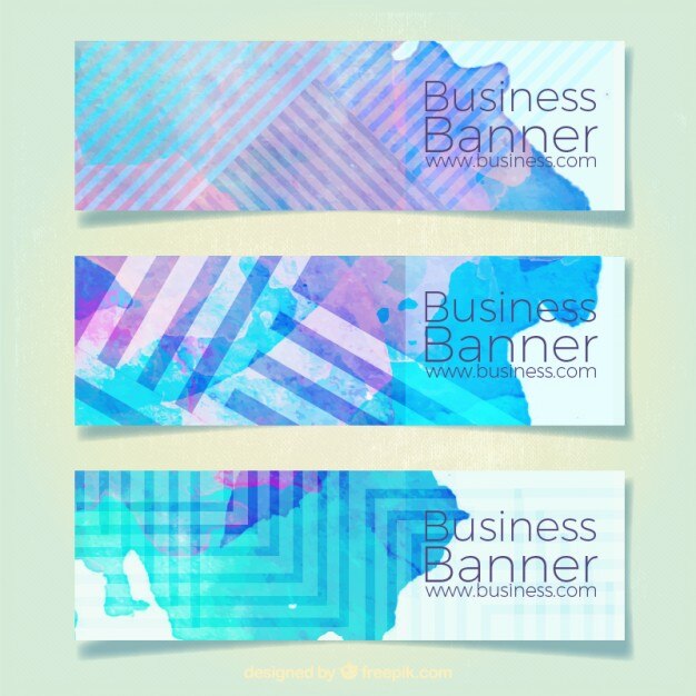 Vector Gratis watercolor polygonal banners