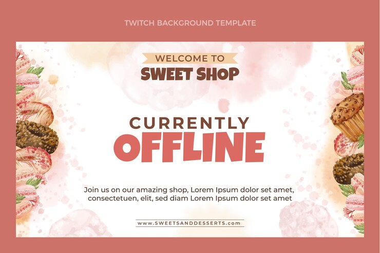 Vector Gratis watercolor sweet shop twitch background