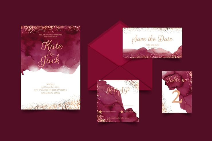 Vector Gratis watercolor wedding stationary