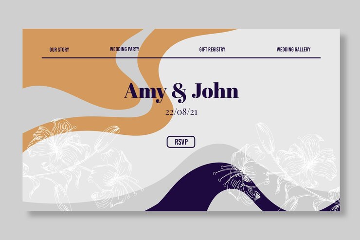 Vector Gratis wavy lines wedding invitation