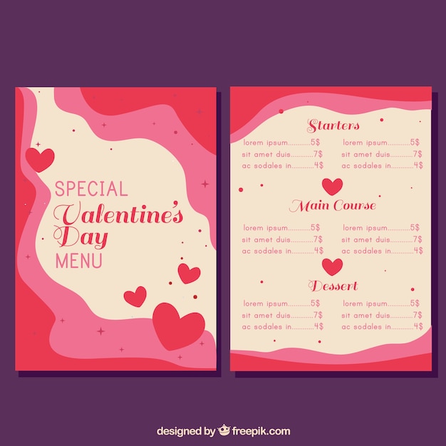 wavy valentine menu concept