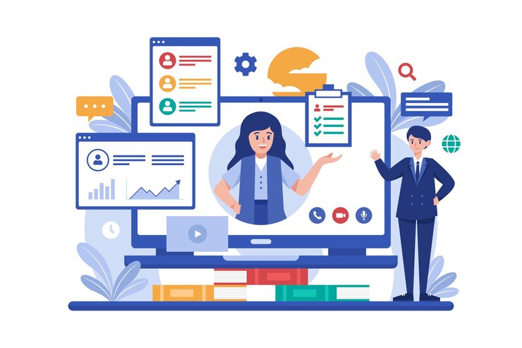 Vector Gratis wawancara kerja online