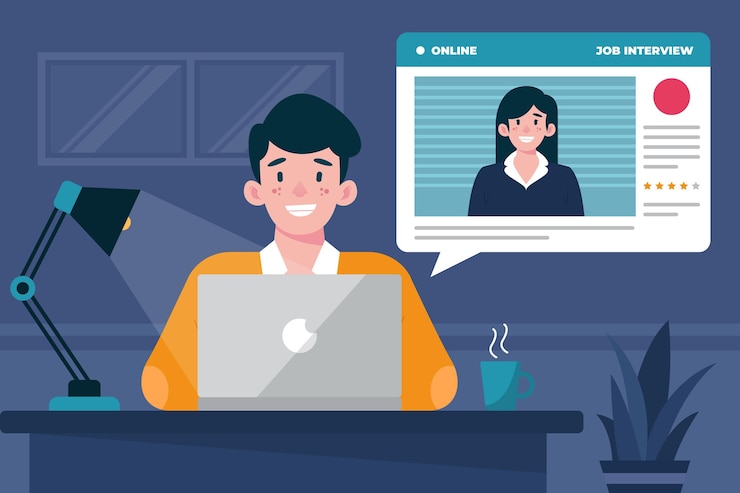 Vector Gratis wawancara kerja online