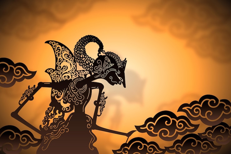 Vector Gratis wayang kulit abstract person and clouds