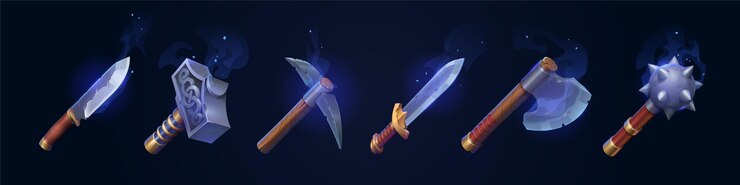 Vector Gratis weapon icons mace sword dagger pickaxe hammer