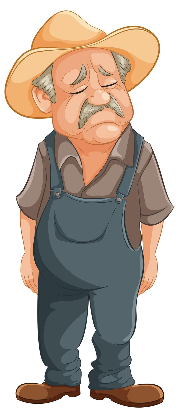 Vector Gratis weary farmer in hat and overalls