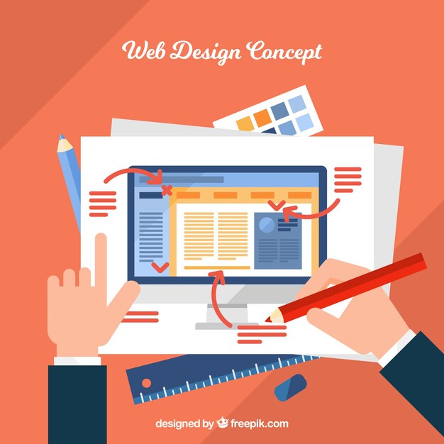 Web design concept with flat design
