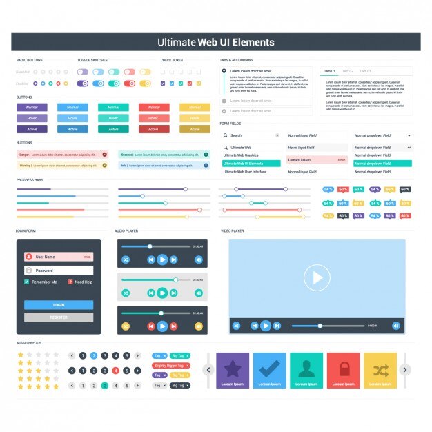 Vector Gratis web elements set 