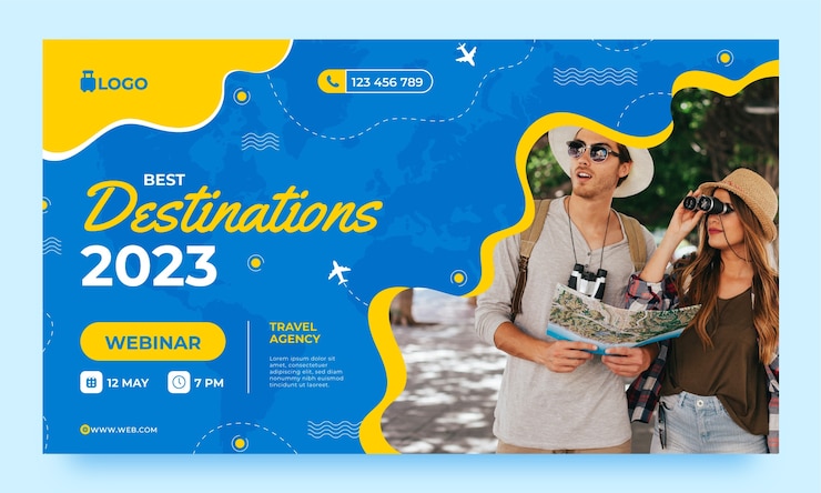 Vector Gratis webinar biro perjalanan dinamis desain datar