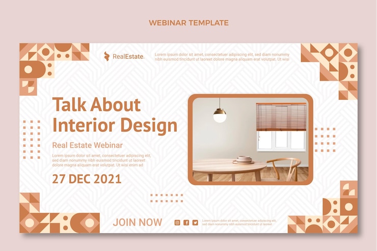 Vector Gratis webinar desain datar abstrak geometris real estat