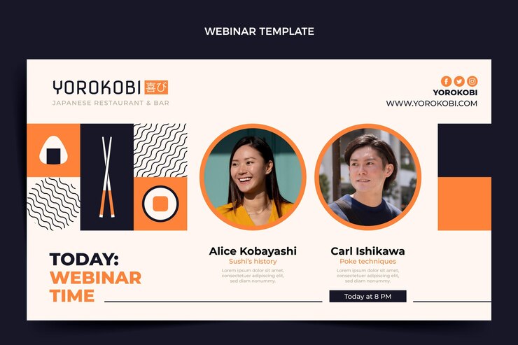 Vector Gratis webinar sushi desain datar