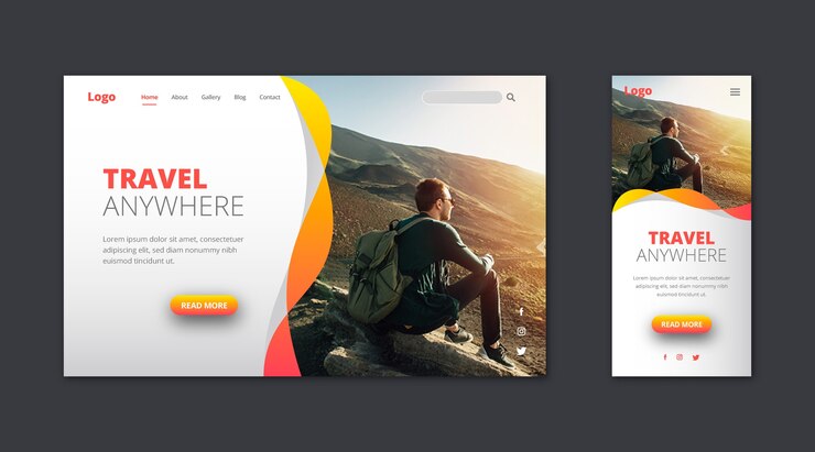 Vector Gratis webtemplate landing page for traveling
