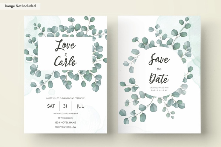 Vector Gratis wedding invitation card with greenery eucalyptus leaves