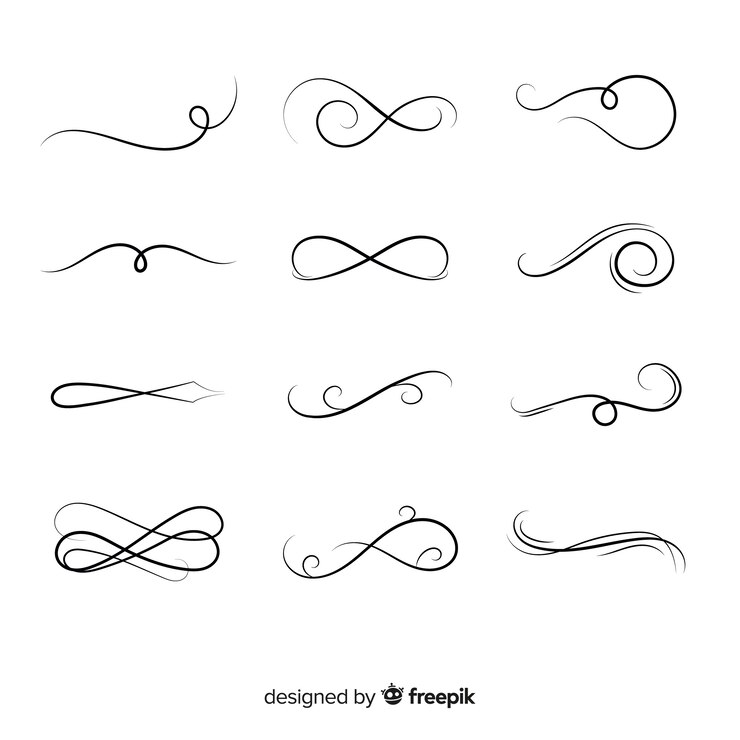 Vector Gratis wedding ornament calligraphic set