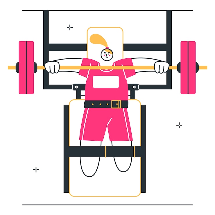 Vector Gratis weightlifter bench pressing barbell in the gym concept illustration
