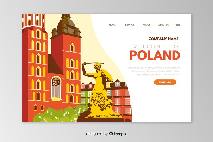 Vector Gratis welcome to poland landing page template