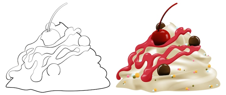 Vector Gratis whipped cream delight with cherry on top