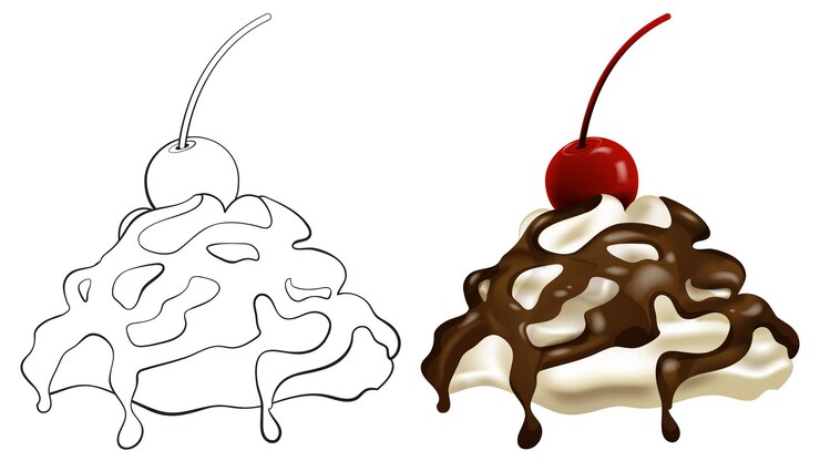 Vector Gratis whipped cream delight with cherry top