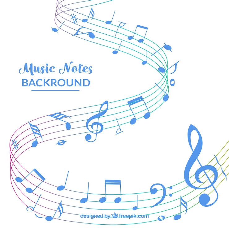 Vector Gratis white background with blue music notes