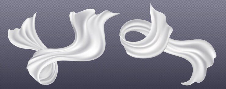 Vector Gratis white silk textile ribbons set