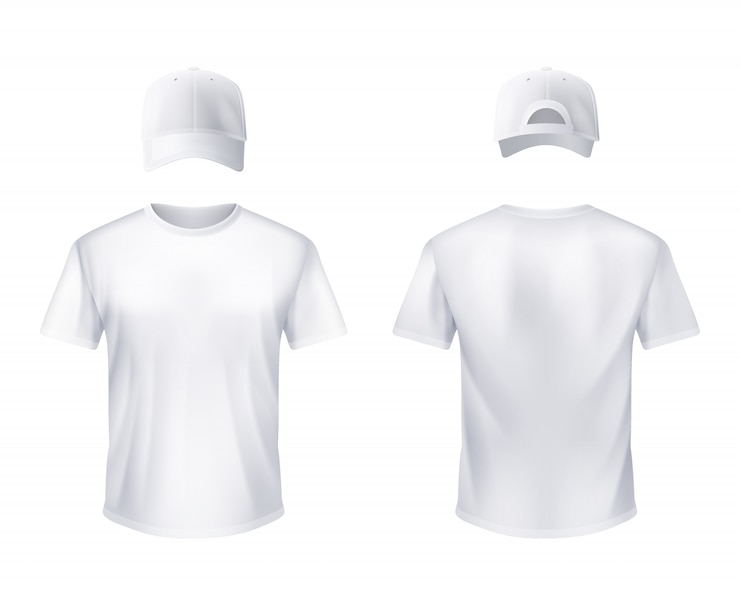 Vector Gratis white t-shirt and baseball cap man realistic 