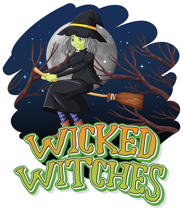 Vector Gratis wicked witches on night background