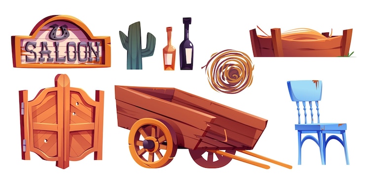 Vector Gratis wild west saloon elements collection