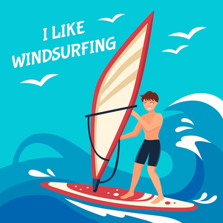 Vector Gratis windsurfing background illustration 