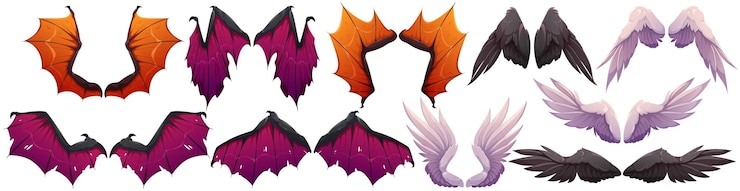 Vector Gratis wings of demon and angel halloween collection