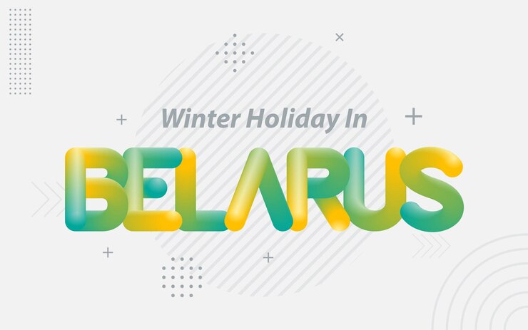 Vector Gratis winter holiday in belarus creative typography with 3d blend effect vector illustration