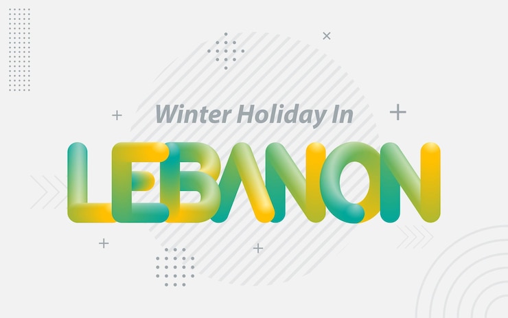 Vector Gratis winter holiday in lebanon creative typography with 3d blend effect vector illustration