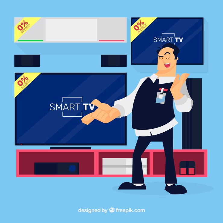 Vector Gratis wiraniaga teknologi tersenyum dengan desain datar